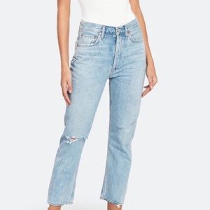 Agolde Riley High Rise Cropped Straight Fit Jeans